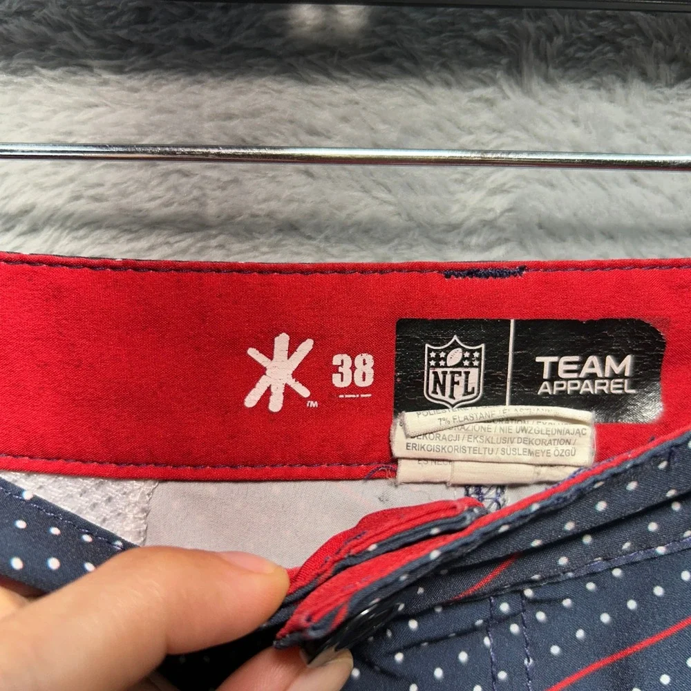 NFL Team Apparel Houston Texans Mens Navy Polka Dot Stripe Shorts Size 38